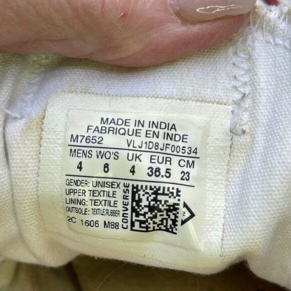 Converse Allstar White Canvas Low Top Sneakers Women's Size 6 - Picture 4 of 4